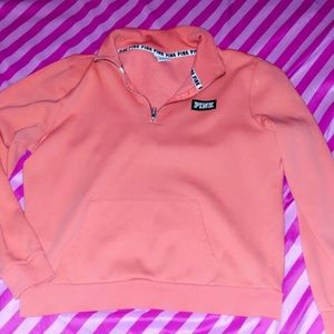 PINK Coral Half Zip Sweat Shirt